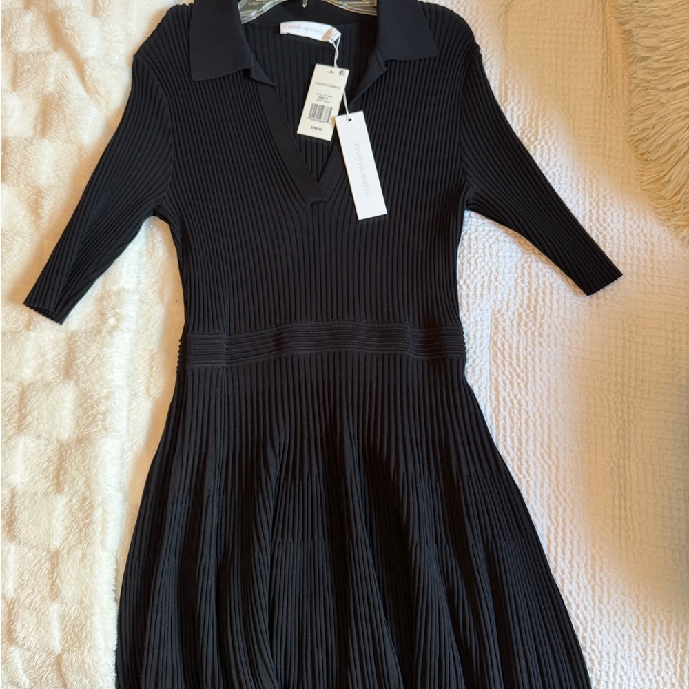 Jonathan Simkhai Black Ribbed Polo Midi Dress
